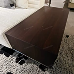 Modern Large-Scale Modular Sectional Sofa with Channel-Tufted Backrest, Integrated Wood Side Cabinet & Premium Textured Fabric